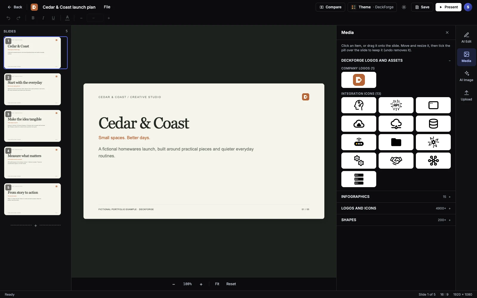 Presentation editor