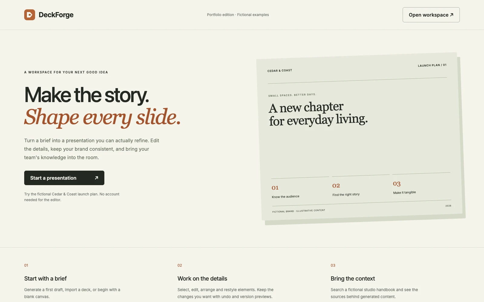 Product homepage