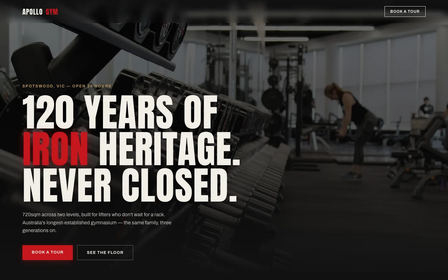 Apolo Gym website on desktop