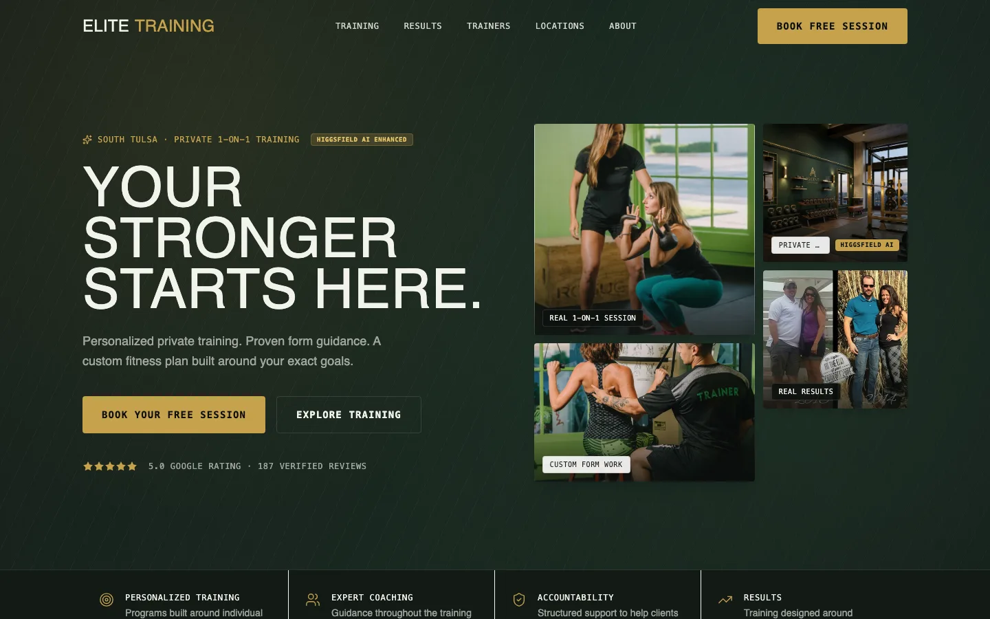 EliteTraining website on desktop