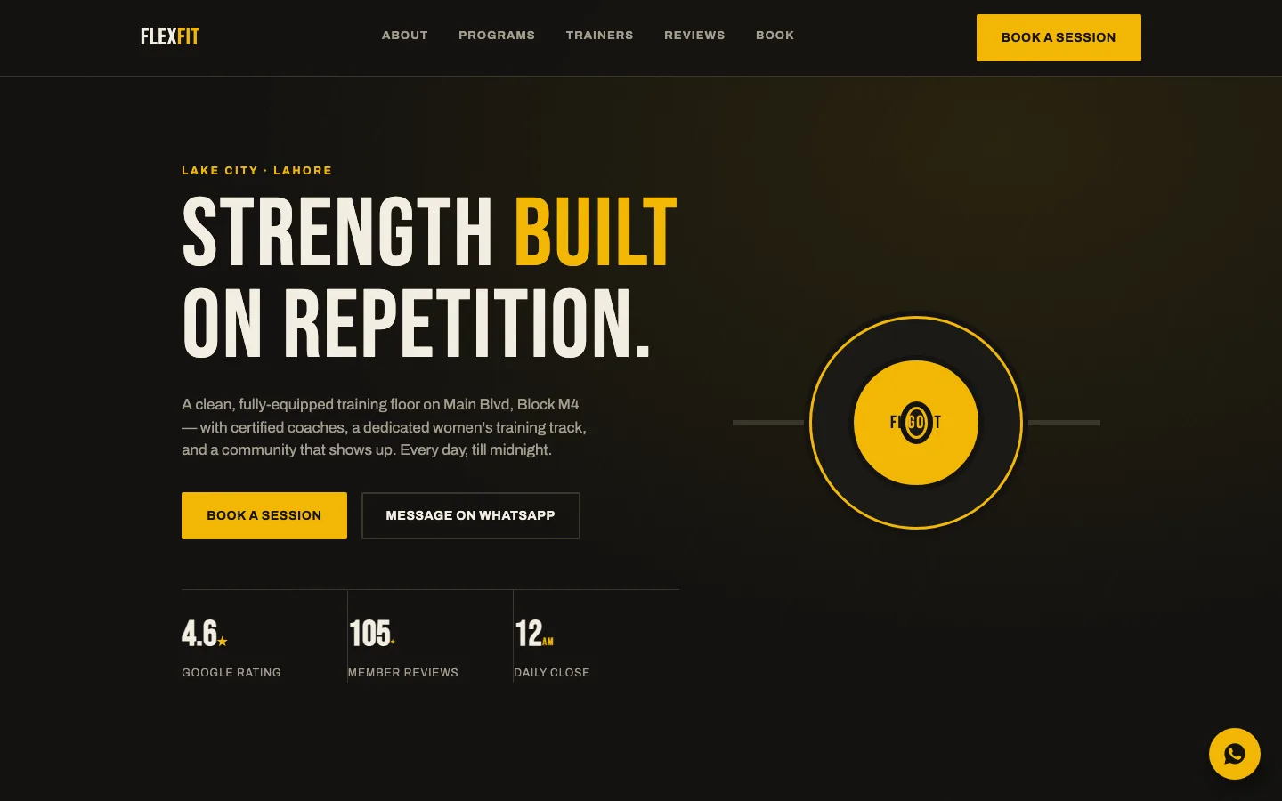Flex Fit Gym website on desktop