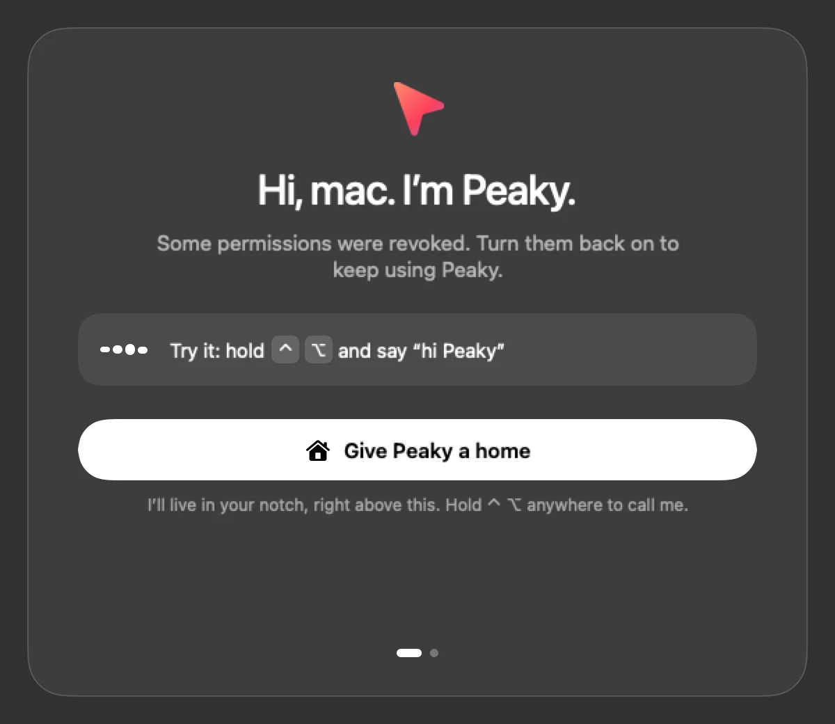Welcome screen